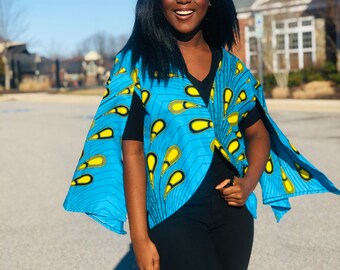 Ankara Statement Neckpiece African Cape Ankara Cape Top Wax Fringe Cape Kitenge Fringe Cape Ankara Web Top Fringe Ankara Cape ONE SIZE