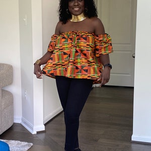 Kente off Shoulder top, Ankara off Shoulder Top, African print off Shoulder Top, Off shoulder blouse image 2