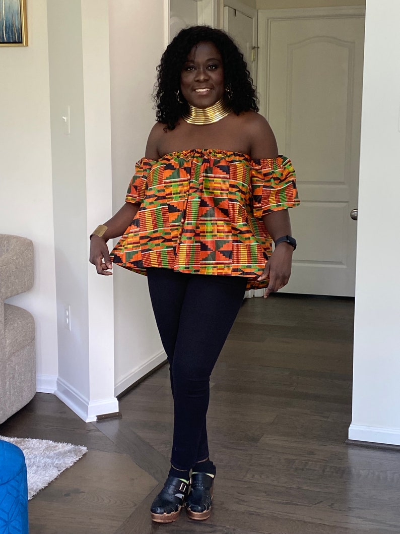 Kente off Shoulder top, Ankara off Shoulder Top, African print off Shoulder Top, Off shoulder blouse image 2