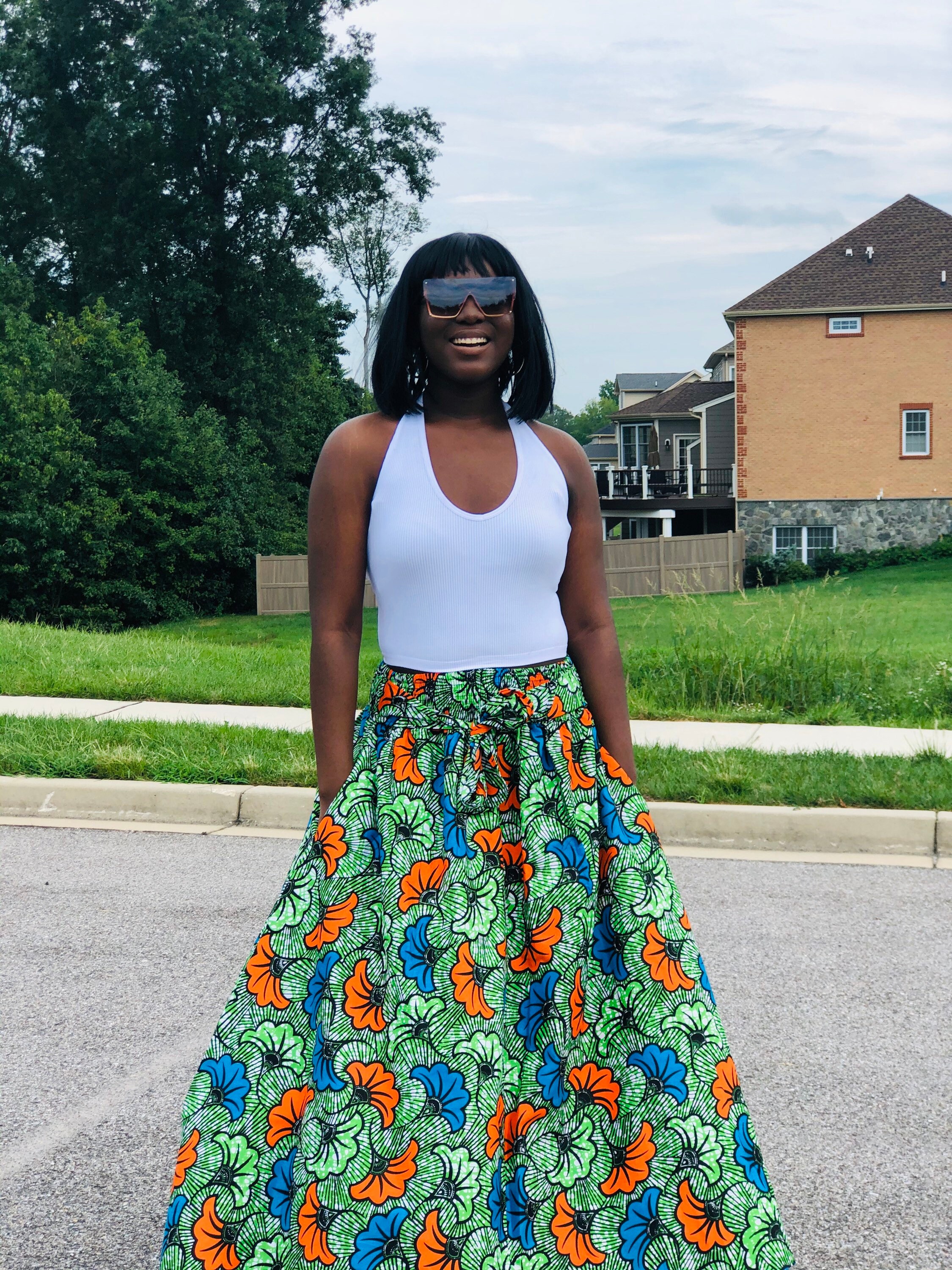 AmeriCOLLAGE PRINT skirt sサイズ　新品タグ付き Floral Ankara Maxi Skirt: African Print Long Skirt With Pockets - Etsy
