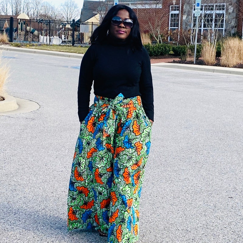 Black and Purple XO Wide Leg Ankara Pants main image 0