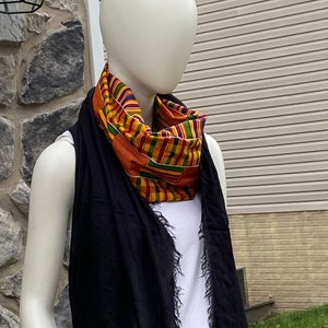 Kente & Black Scarf: Ankara Style Winter Scarf