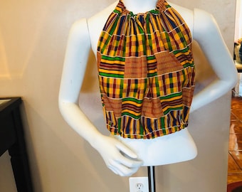 Kente Halter top, Kente Top, Kente blouse Ankara Halter Top, Print Halter Top, Kente Dress