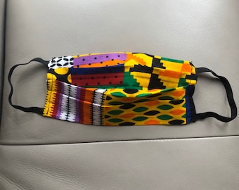 Kente Cloth Face Mask: Washable Cotton, 2-Layer Fabric