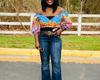 Ankara Crop top, African top, African wrap top, African blouse, Ankara blouse, Kente top