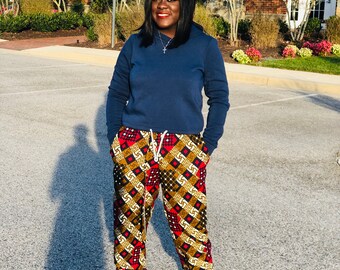Vibrant Ankara Jogger Pants: African Print Elastic Waist