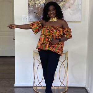 Kente off Shoulder top, Ankara off Shoulder Top, African print off Shoulder Top, Off shoulder blouse image 6