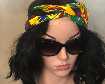 Kente Wire headband, Wire headband, Kente head-wrap, Bandana, Kente Head-tie, African Print head Wrap