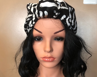 Ankara simple knot Turban, Satin Lined Turban, Headwrap , African Print Bonnet, Satin Lined Bonnet