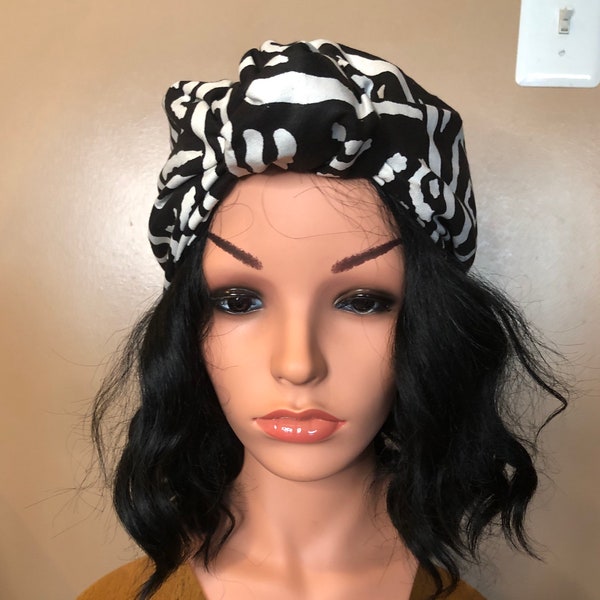 Ankara simple knot Turban, Satin Lined Turban, Headwrap , African Print Bonnet, Satin Lined Bonnet