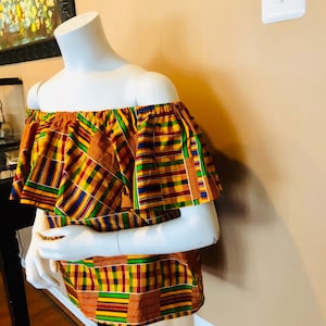 Kente off Shoulder Top, Kente blouse, African Print Top, Dashiki top, Ankara off Shoulder Top