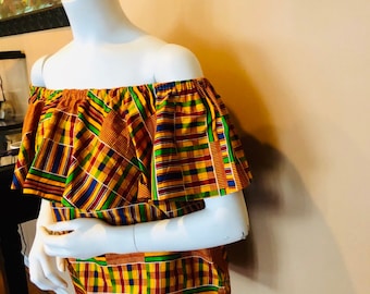 Kente off Shoulder Top, Kente blouse, African Print Top, Dashiki top, Ankara off Shoulder Top