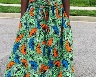 Floral Ankara Maxi Skirt: African Print Long Skirt With Pockets - Etsy