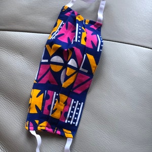 Kente Print Cotton Face Mask: Washable Ankara Cloth Mask image 2