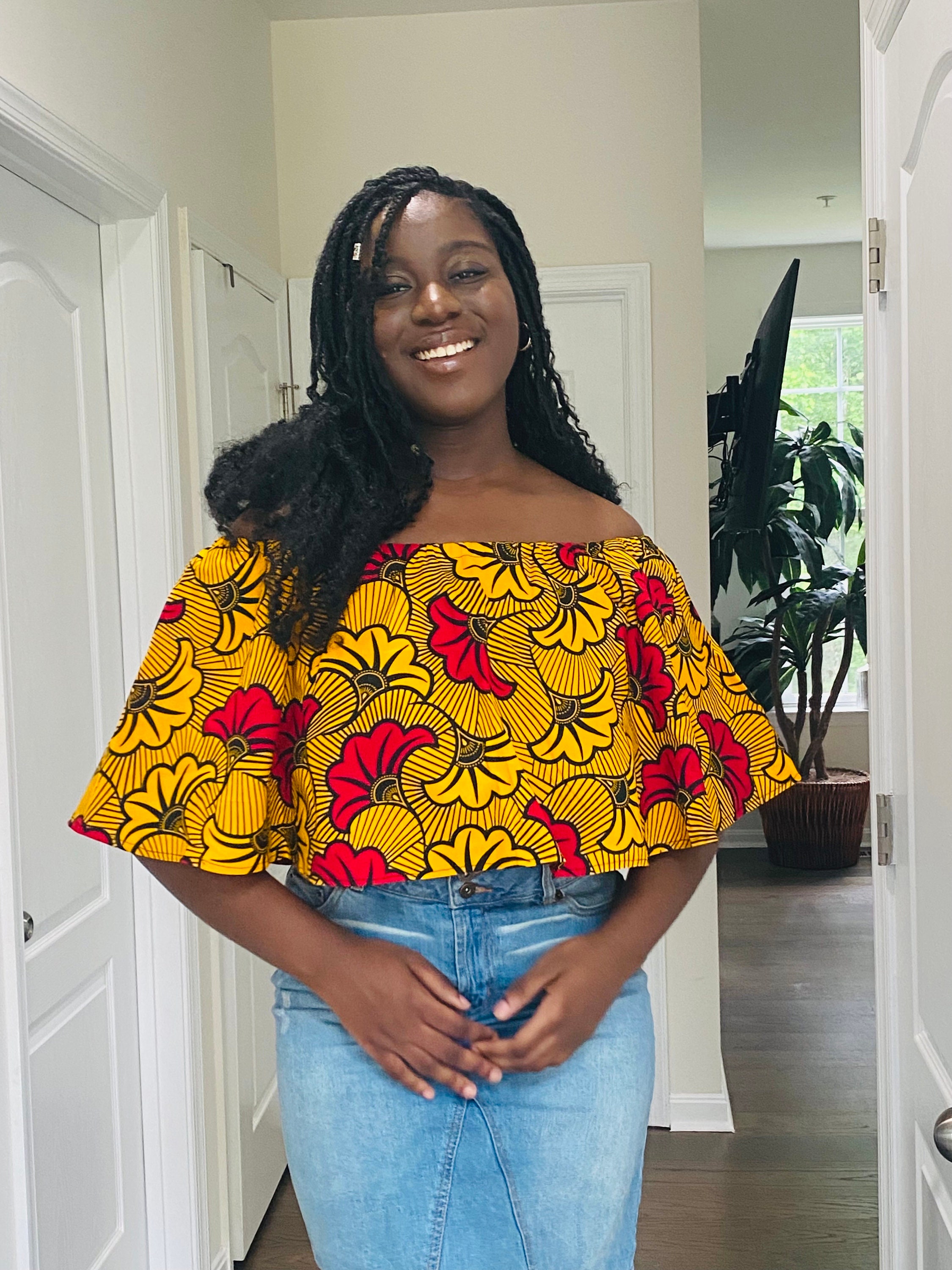 Latest ankara hotsell off shoulder tops