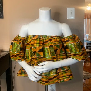 Kente off Shoulder top, Ankara off Shoulder Top, African print off Shoulder Top, Off shoulder blouse image 5