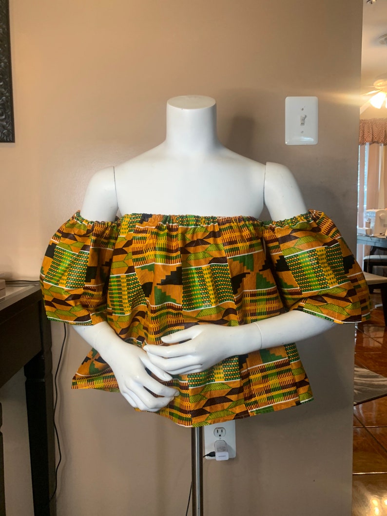 Kente off Shoulder top, Ankara off Shoulder Top, African print off Shoulder Top, Off shoulder blouse image 5