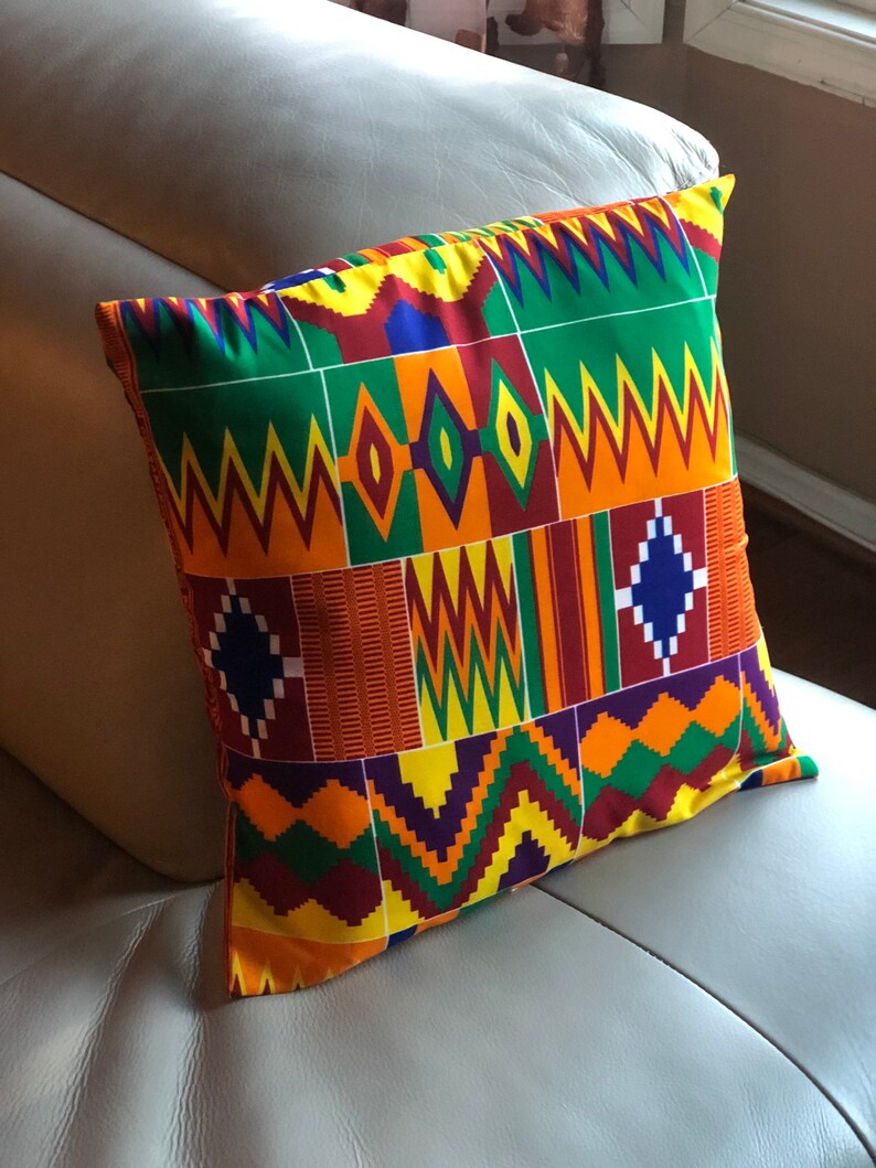 Kente Print Throw Pillow Covers Decorative Pillow African Etsy