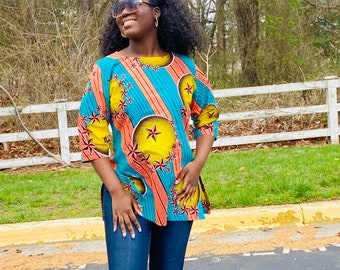 Ankara top, African print blouse, African Print top, Kente top, Kente blouse, Kitenge top was 54.99 now 49.99