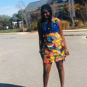 Latest jean gown top with ankara patches