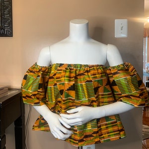 Kente off Shoulder top, Ankara off Shoulder Top, African print off Shoulder Top, Off shoulder blouse image 4