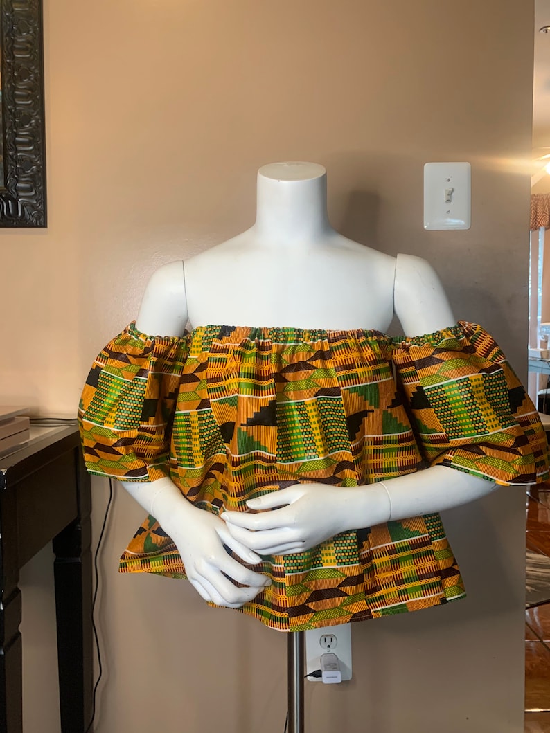 Kente off Shoulder top, Ankara off Shoulder Top, African print off Shoulder Top, Off shoulder blouse image 4