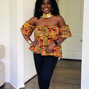 Kente off Shoulder top, Ankara off Shoulder Top, African print off Shoulder Top, Off shoulder blouse image 1