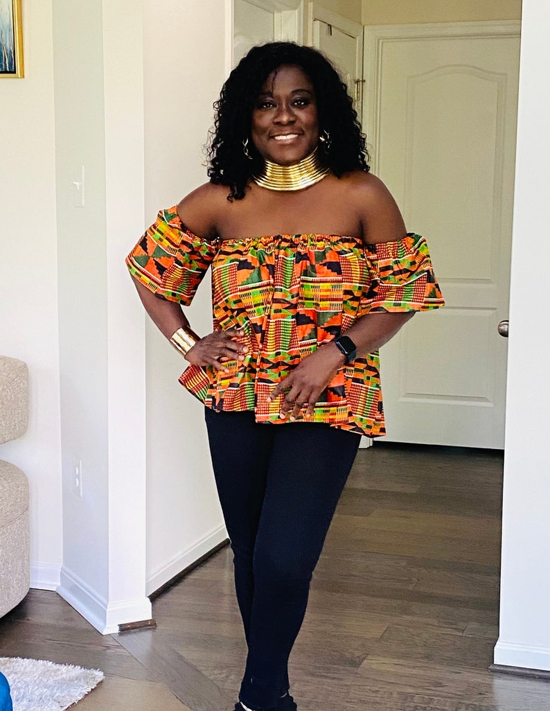 Kente off Shoulder top, Ankara off Shoulder Top, African print off Shoulder Top, Off shoulder blouse image 1