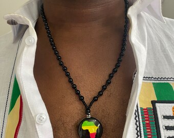African Map Necklace,Afrocentric Jewelry, Mens Necklace , Gift for him, Christmas Gift, African Map