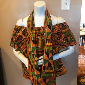 Kente off shoulder Top, Kente Off Shoulder  Blouse with head wrap, Ankara Off Shoulder Top , AfrIcan Print Off Shoulder Top