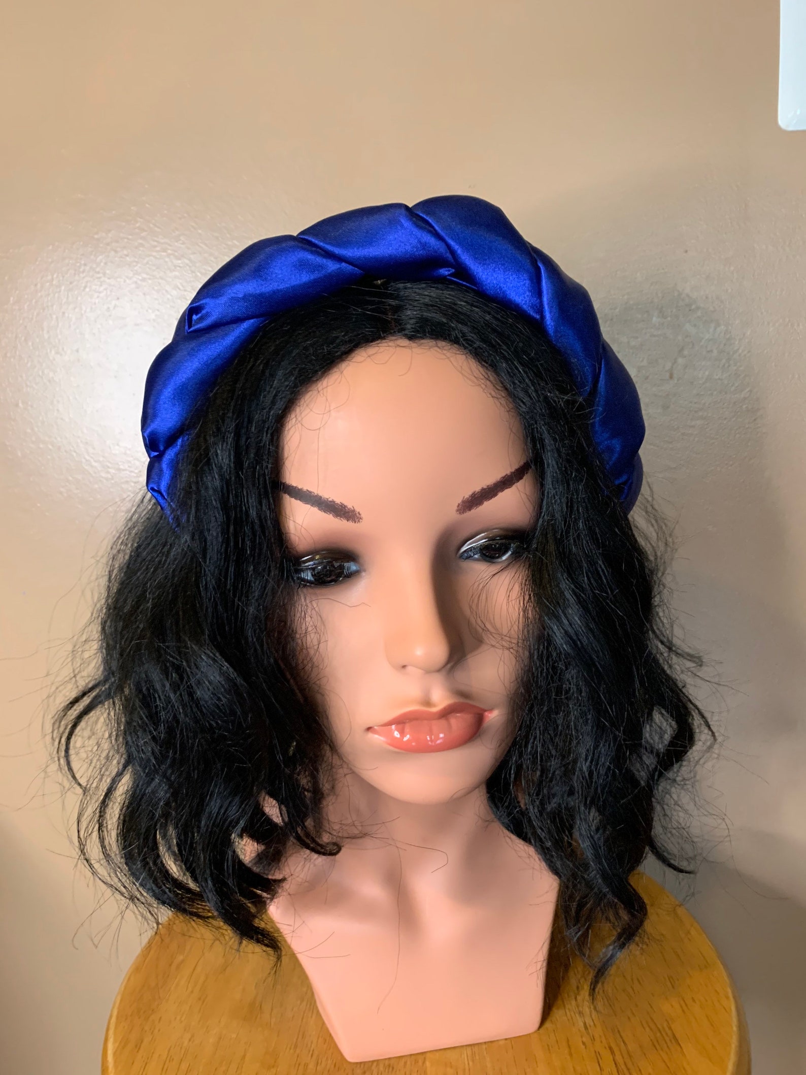 Braided Satin headband Solid color Headband Silk Headband Etsy