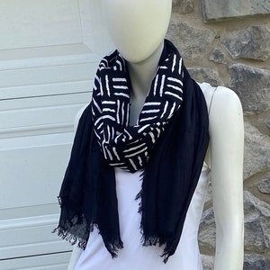 Reversible Ankara Scarf: Black & White Print, Multiwear Design