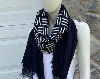 Black and white Ankara multiwear Scarf, Reversible  Ankara Scarf, Gorgeous Scarf, Gift. Christmas Gift , Unisex scarf