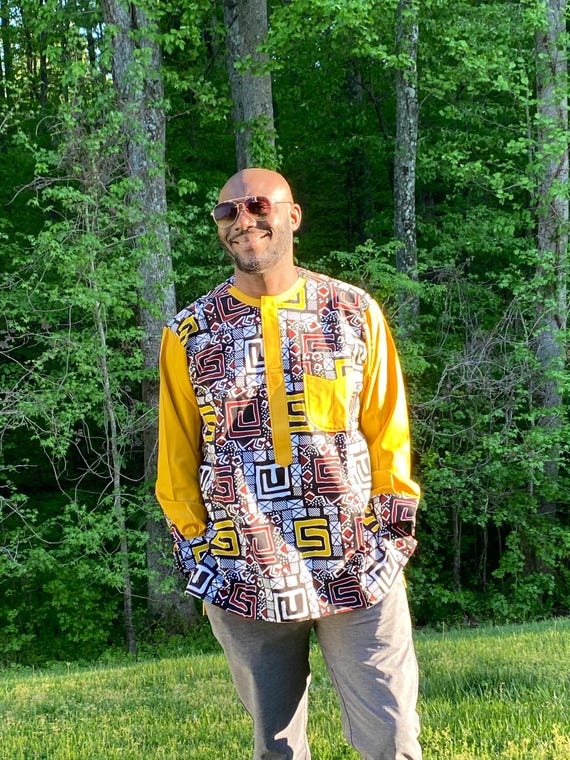 Ankara Men's Long Sleeve Shirt: Vibrant African Print - Etsy Canada