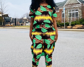 Ankara pant and top outfit , Ankara jumpsuit , Ankara high low top , Ankara Joggers, African Pants set, African joggers, High low pants