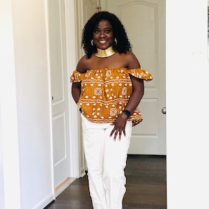 Ankara off shoulder top, African Top, Ankara blouse, Off Shoulder top