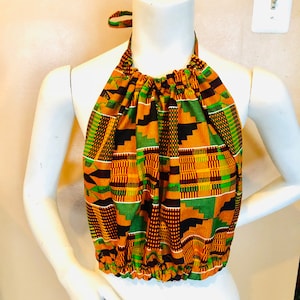 Ankara Halter Top, African Print Halter, Kente Print Halter Top , kente Halter top, kente Print