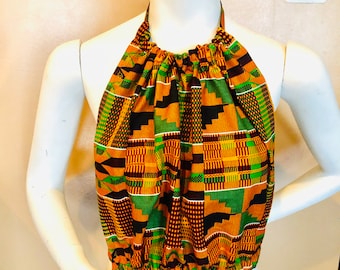 Ankara Halter Top, African Print Halter, Kente Print Halter Top, kente Halter top, kente Print