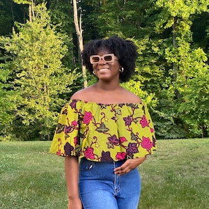 Ankara off shoulder top, African print off Shoulder top, Ankara off Shoulder Top, Print Top, Ankara crop Top