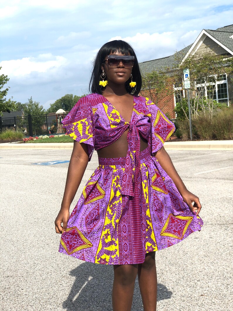 ankara skirt with turtle neck top