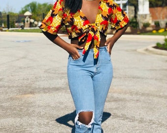 Ankara Crop top, African blouse, Crop Top, Summer top, African blouse, Kente Blouse