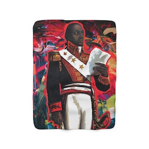Toussaint Louverture Abstracts Sherpa Fleece Blanket- Haitian Flag- Haiti Gift- Caribbean- Haitian Pride - Haitian American