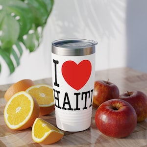 I Love Haiti Ringneck Tumbler, 20oz - - Haitian Flag- Haiti Gift- Caribbean- Haitian Pride - Haitian American