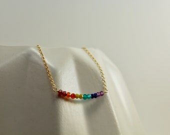 Rainbow Gemstone Pride Jewelry! Gold or Silver, Necklace, Bracelet or Choker