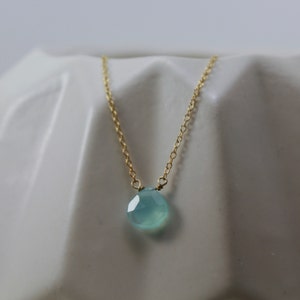 Aqua Chalcedony Necklace - Gold Minimalist Jewelry