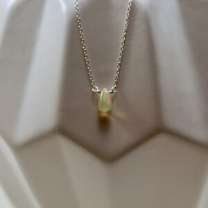 Fiery Opal Teardrop Necklace, Simple Minimalist Jewelry, Opal Necklace in Gold or Silver image 2