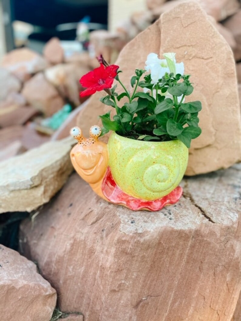 Snail Flower Planter Flower Planter Snail Planter Ceramic Etsy
