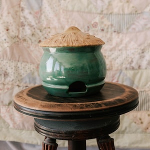Ceramic Birdhouse, Garden Decor, Spring Decor, Birdhouse, Green Birdhouse, Yard Art, Outdoor Decor, Fairy Garden, Summer Decor