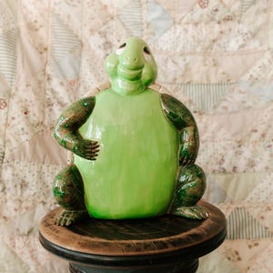 Keramikschildkröte, grüne Keramikschildkröte, Kinderzimmerdekor, Spielzimmerdekor, Keramikdekor, Schildkröten