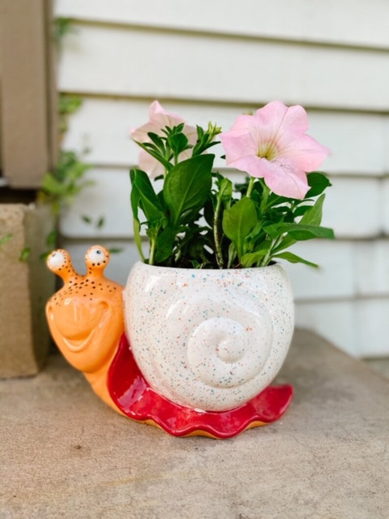 Snail Flower Planter Flower Planter Snail Planter Ceramic Etsy